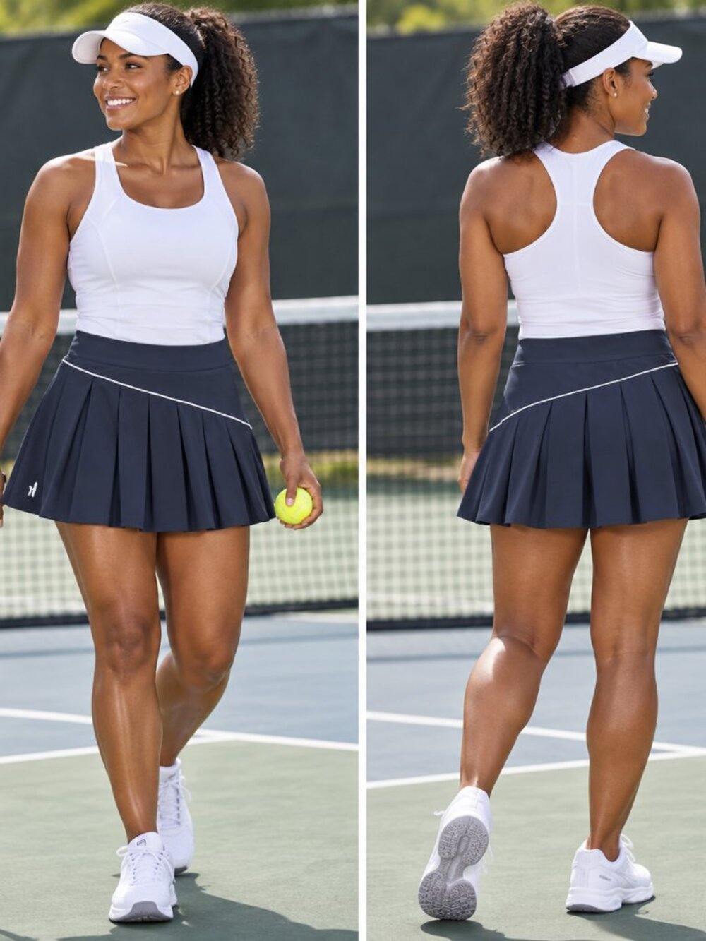 johnnie-O Navy Pleated Tennis Skort Size M White Piping EUC